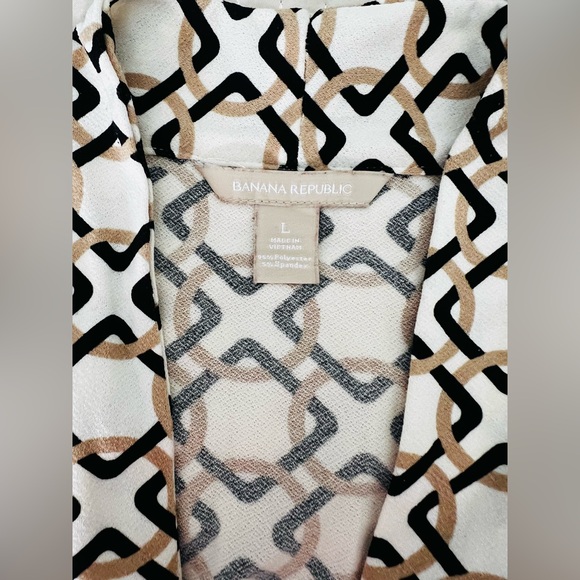 Banana Republic geometric print White chalk brown and black knot style - Picture 3 of 6